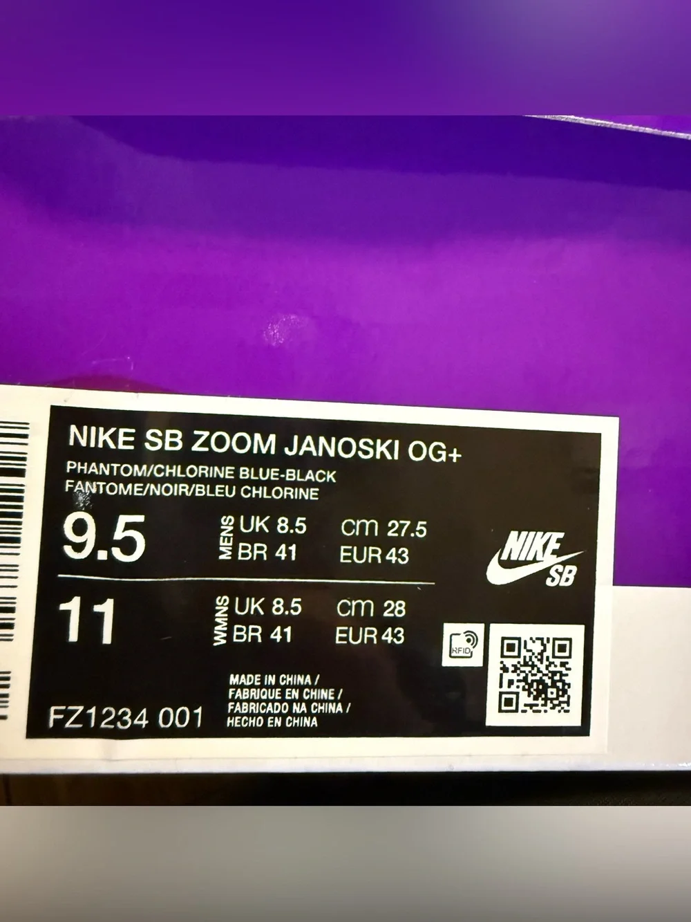 Nike SB Janoski OG+ Olympic Phantom Chlorine Blue Black Bright Men's 9.5